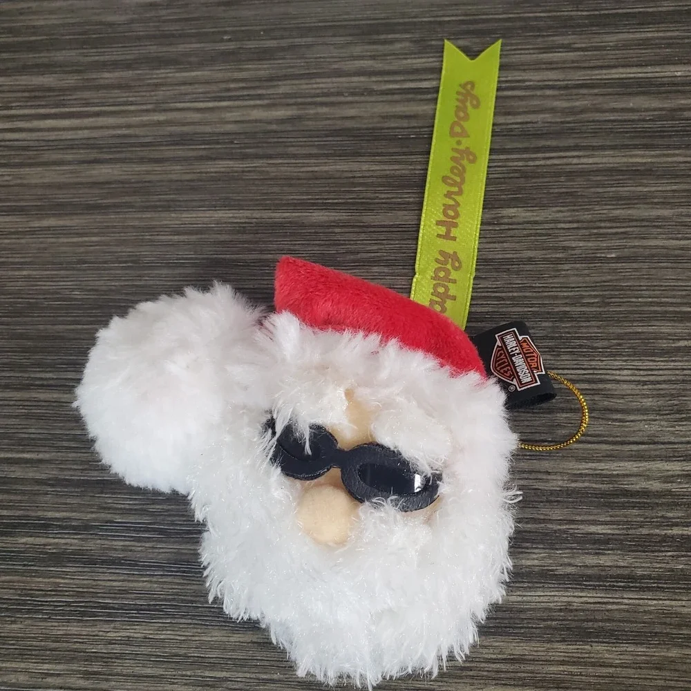 Happy Harelydays Bearded Biker Santa Claus Jingle Bell Christmas Ornament 3